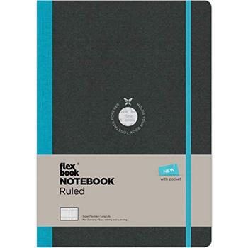 Flex Book Notebook Not Defteri Esnek Kapaklı Çizgili 192 Sayfa Turkuaz Şerit