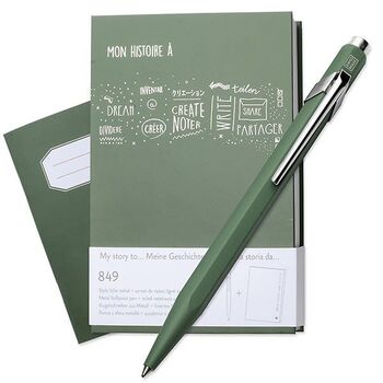 Caran d'Ache 849 Gift Set Olive Green Tükenmez Kalem + Notebook 849.116