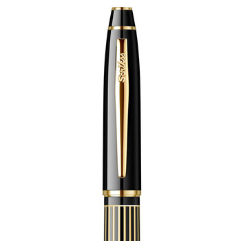 Scrikss Noble 35L Dolma Kalem Çizgi Desenli Siyah Altın