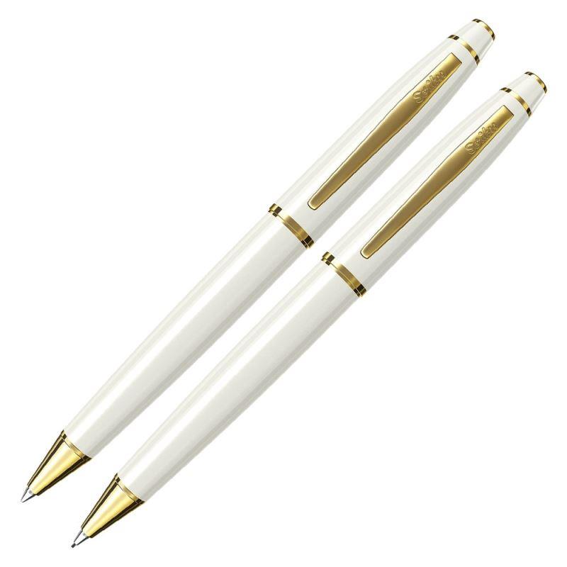 Scrikss 35 Tükenmez Kalem+Versatil Kalem Set  Beyaz Altın