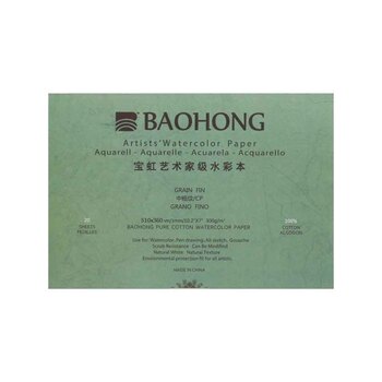 Baohong Artists' Watercolor Paper Block Fine Grain 300gr %100 Cotton 510x360mm 20yp