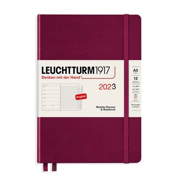 Leuchtturm1917 Weekly Planner + Notebook Port Red A5 365880 2023 Ajanda