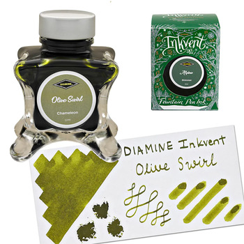 Diamine Dolma Kalem Mürekkebi Inkvent Green Edition Chameleon Olive Swirl