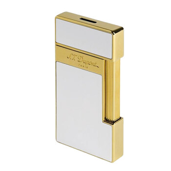 S.T. Dupont Slimmy Çakmak Shiny White Lacquer and Gold 28004